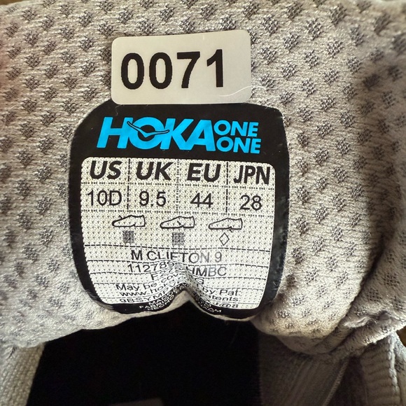 Hoka One One Clifton‎ 9 Men’s Running Athletic Sneakers Harbor Mist/Gray Size 10 - Picture 11 of 11